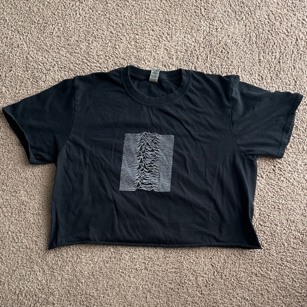 Joy Division band tee Black Graphic Crop Top